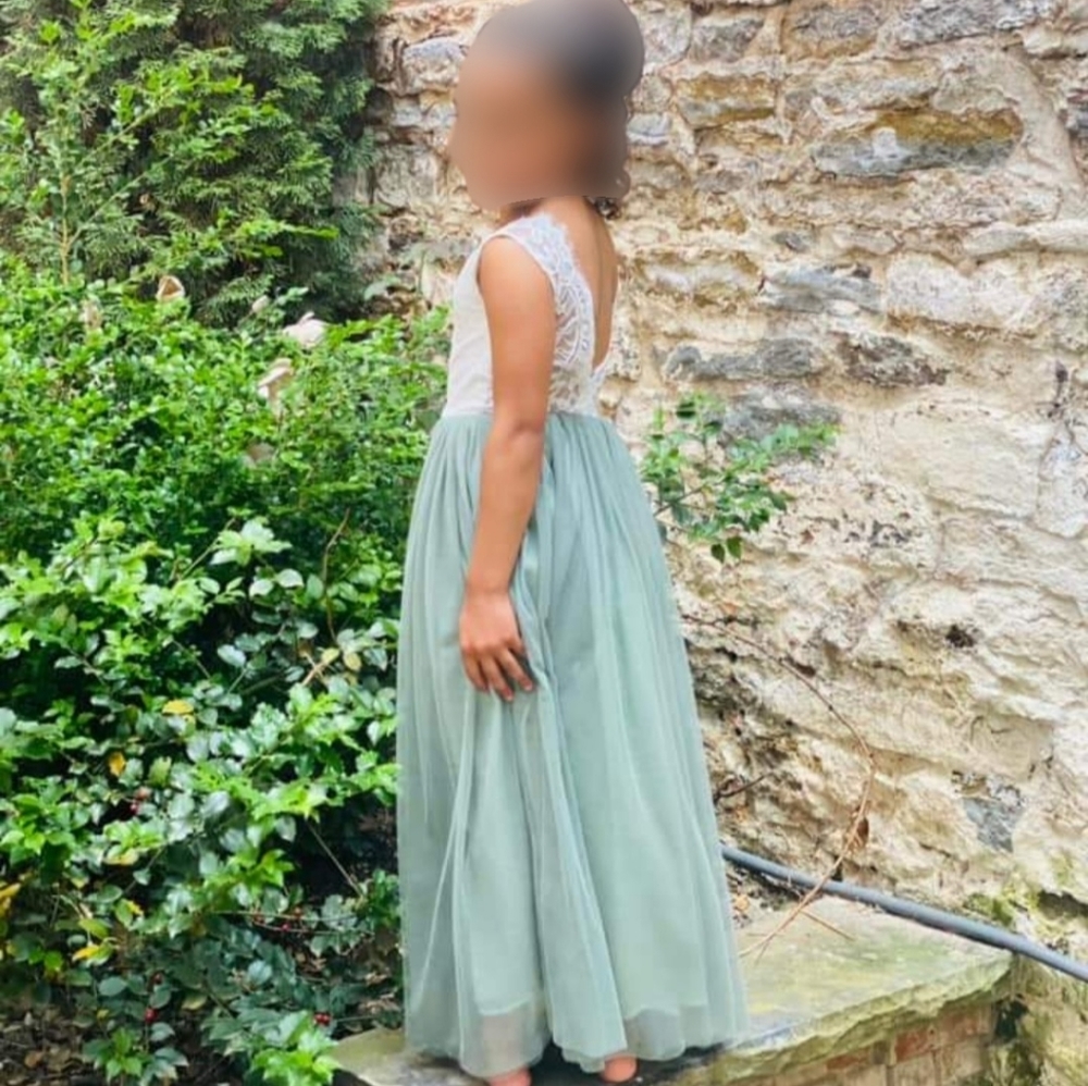 Sage green girl flower dress